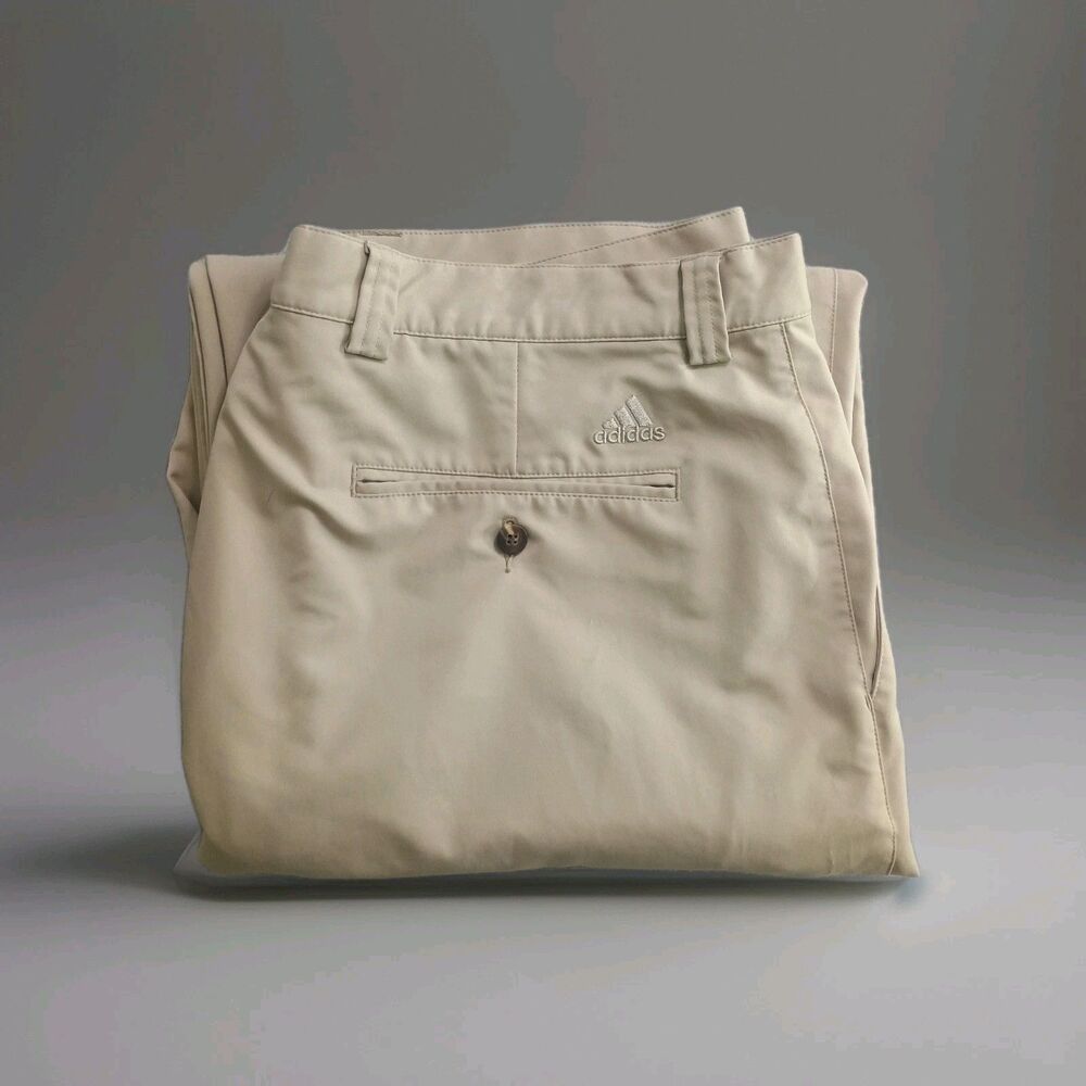 Adidas Golf Pants Mens 40 Khaki Tan Flat Front Performance Athletic Chino